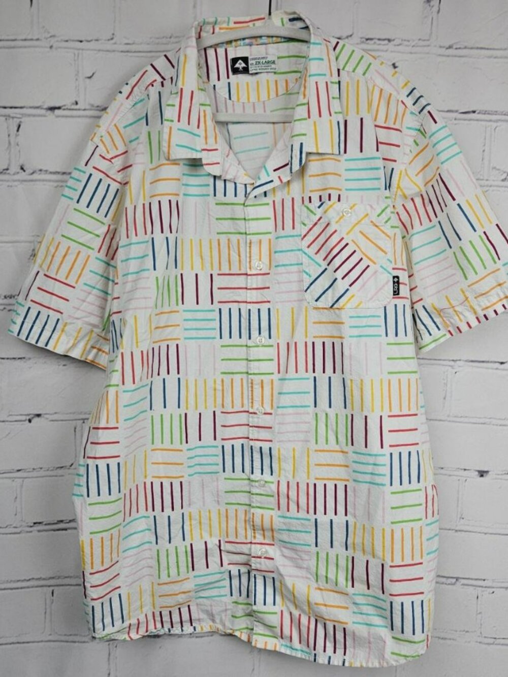 Multicolor Patterned Button-Up Shirt Mens 2XL Pride Lifted Research Group